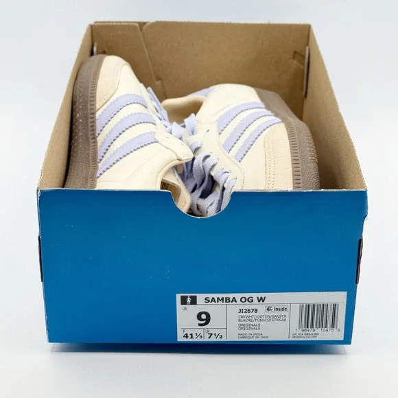 Adidas Samba OG W Leather Size 9 Womens Cream/Violet/Sand JI2678 - Picture 2 of 12